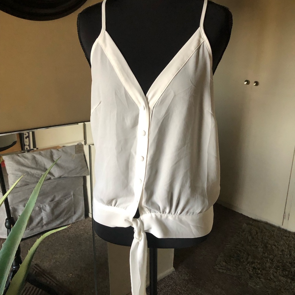 Mind Code Cream Button-Front Camisole